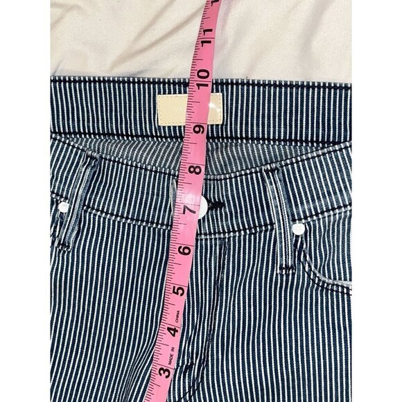Mother The Vamp On the Road Blue Stripe Stretch Distressed Jeans Women's Size 27 - Picture 10 of 12